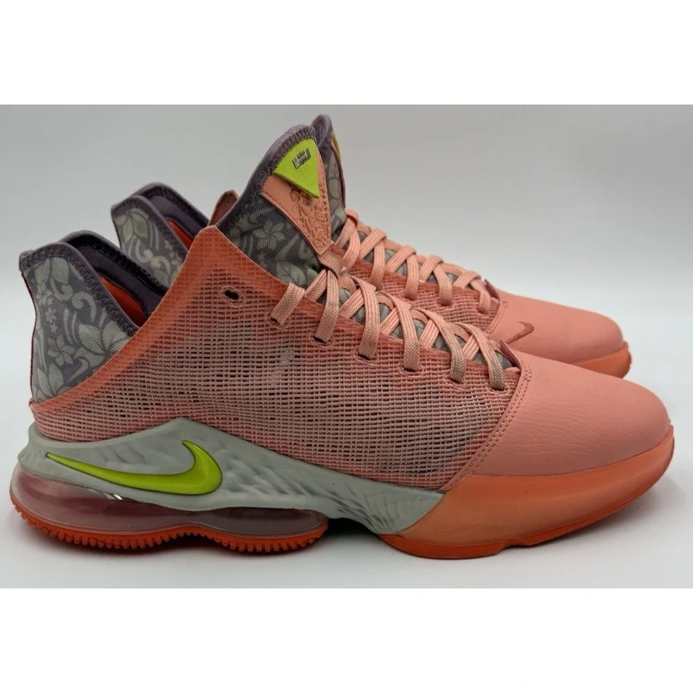 NIKE Lebron XIX Low Men's Size 12.5 Peach / Orange / Lavender / Neon DQ8344-600